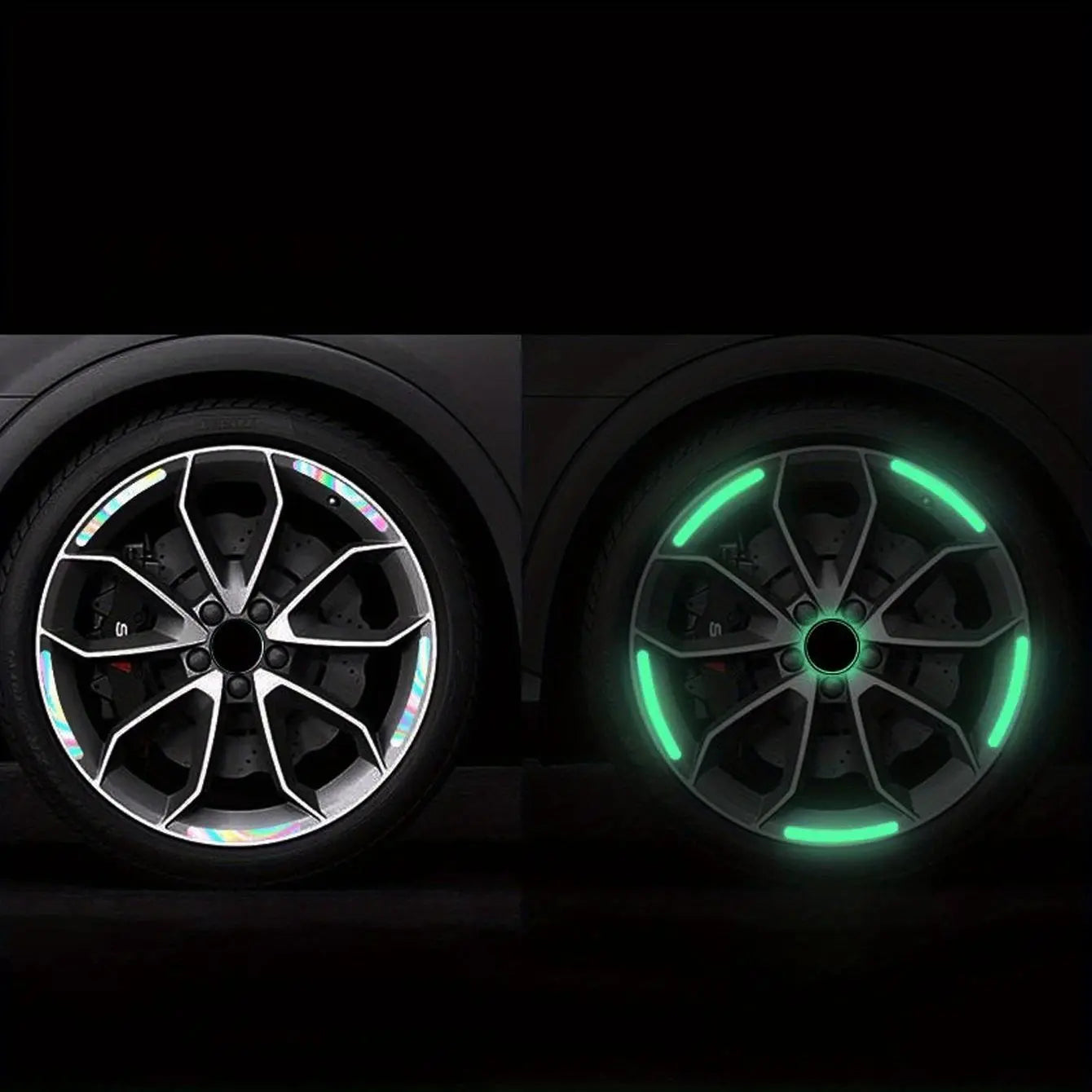 20 Colored Reflective Strips, Self-Adhesive Stickers, Suitable for Car and Motorcycle Wheels