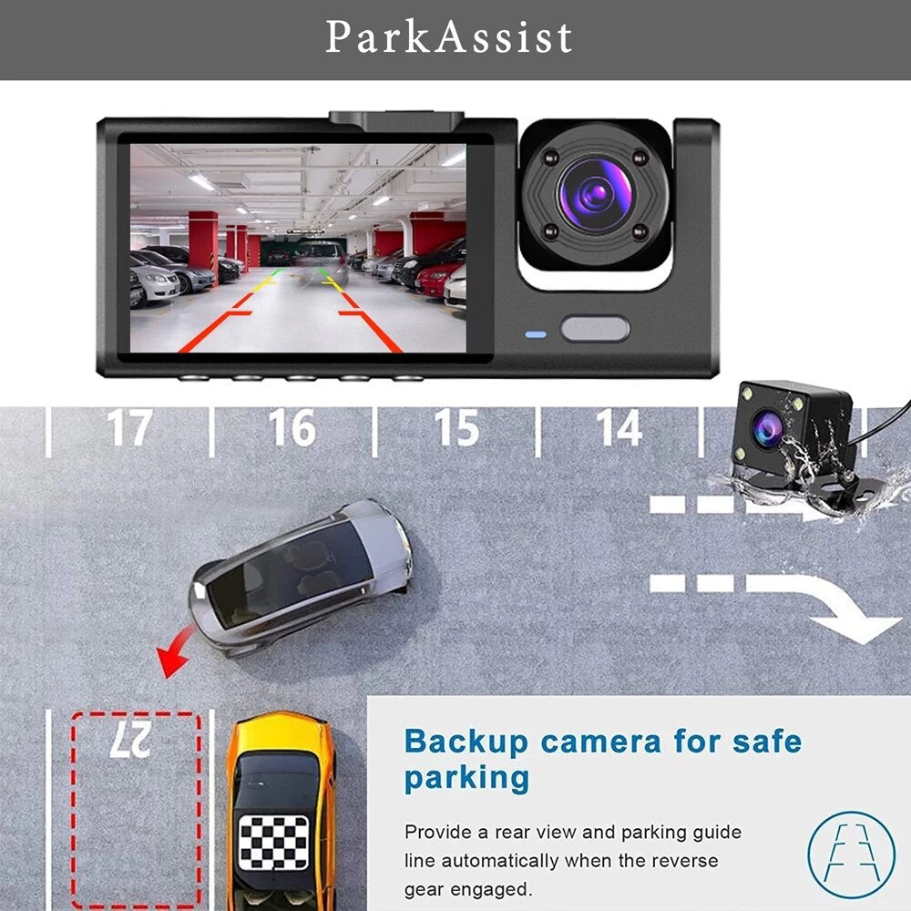 Three-Lens Night Vision Vehicle Data Recorder