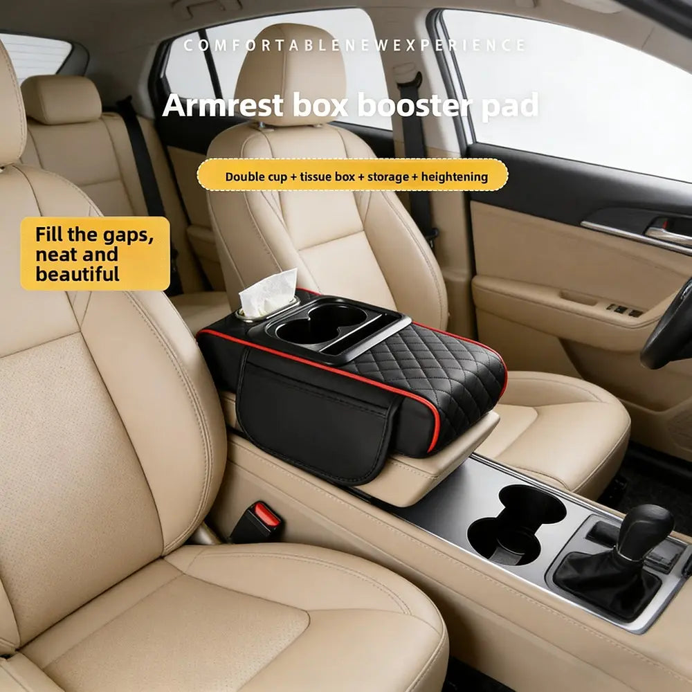 Car Paper Towel Holder, Car Tissue Box, Armrest Pad, Car Center Console Storage Bag, Cup Rack Four-In-One Multi-Functional, Car Interior Organizers, 1Pcs Automotive Accessory