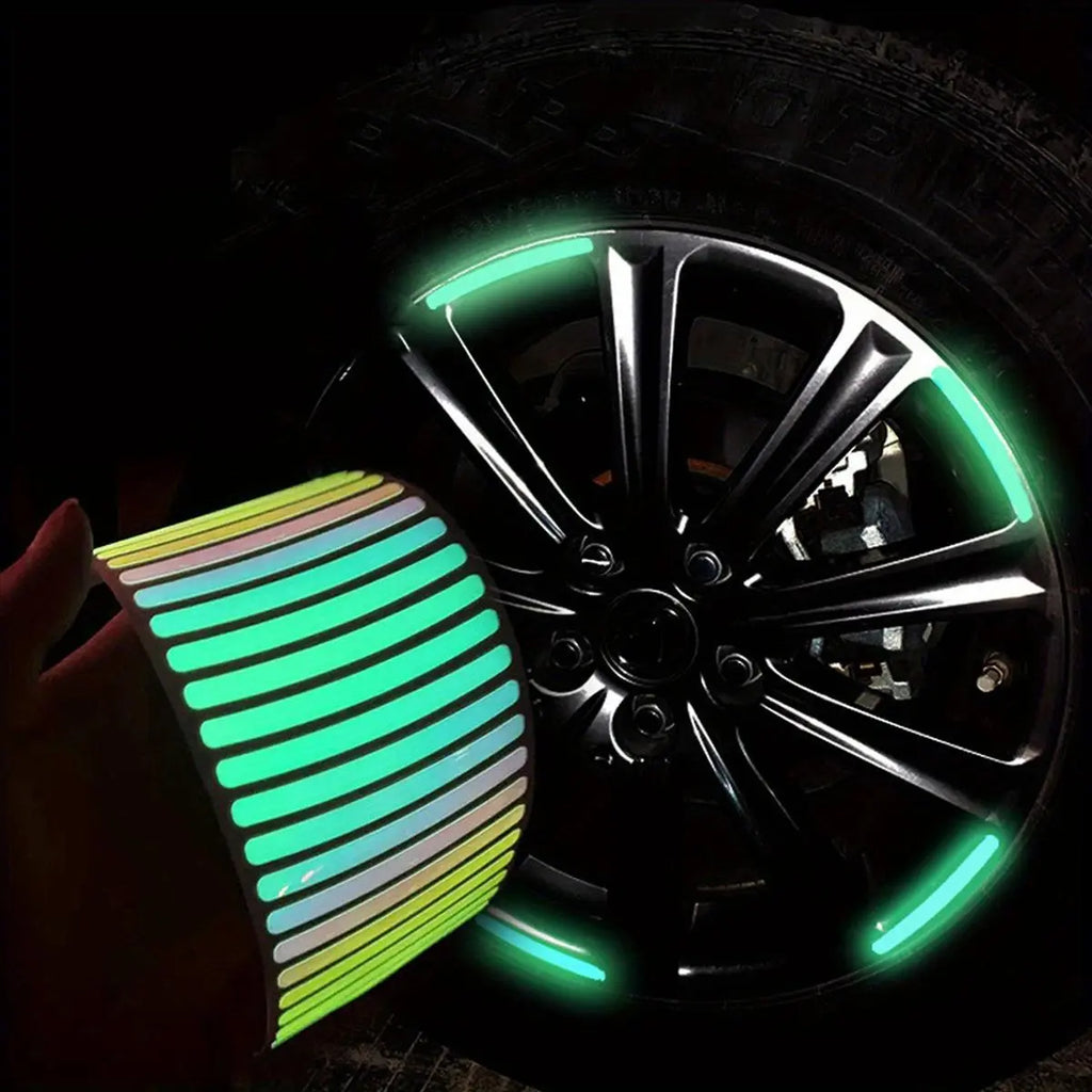 20 Colored Reflective Strips, Self-Adhesive Stickers, Suitable for Car and Motorcycle Wheels