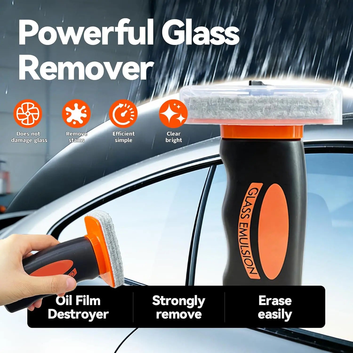 DUFIKKI Windshield Oil Film Eraser Wand - All-In-One Pro Kit with Glass Cleaning Emulsion Formula and Sponge - the Ultimate Streak-Free Solution to Prep for Rain Repellents Outdoorfun Fathersdaygift