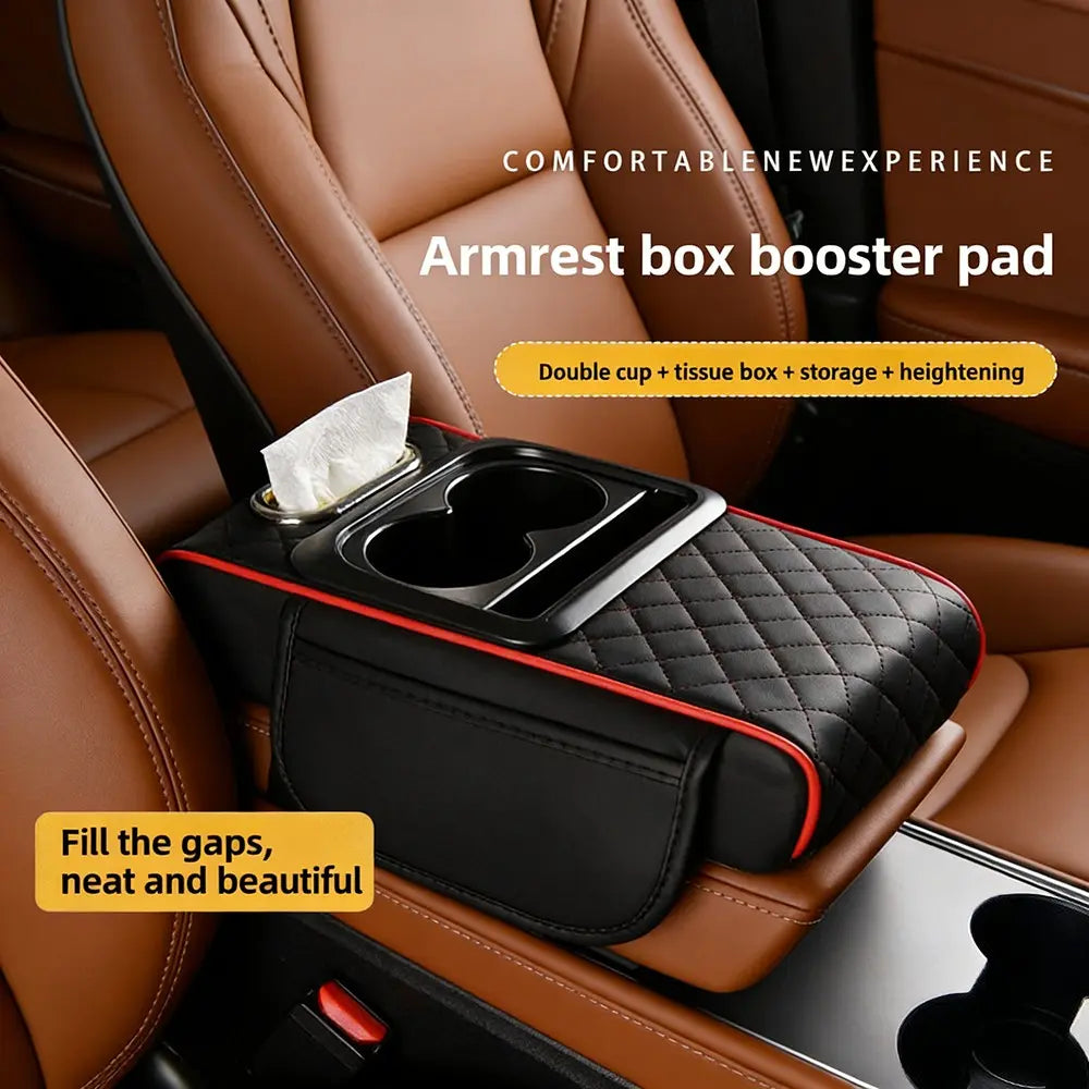 Car Paper Towel Holder, Car Tissue Box, Armrest Pad, Car Center Console Storage Bag, Cup Rack Four-In-One Multi-Functional, Car Interior Organizers, 1Pcs Automotive Accessory