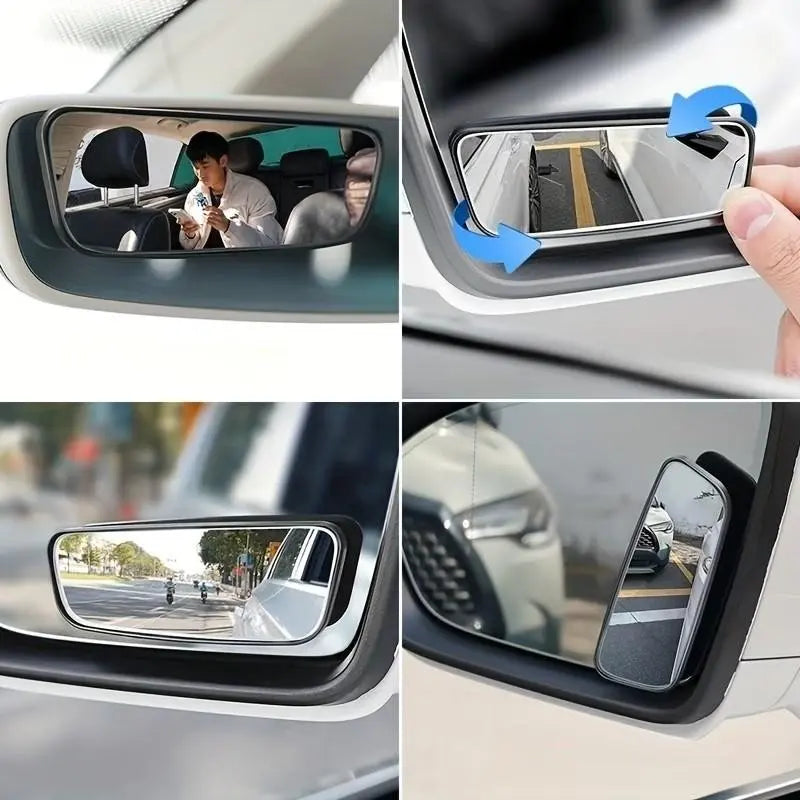 Two-Piece Car Blind Spot Mirror Set, Reflective Square Rear View Mirrors, 360-Degree Adjustable, Wide Angle Vision, Ideal for Vehicle Blind Zones, Car Accessories