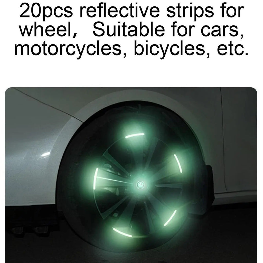 20 Colored Reflective Strips, Self-Adhesive Stickers, Suitable for Car and Motorcycle Wheels