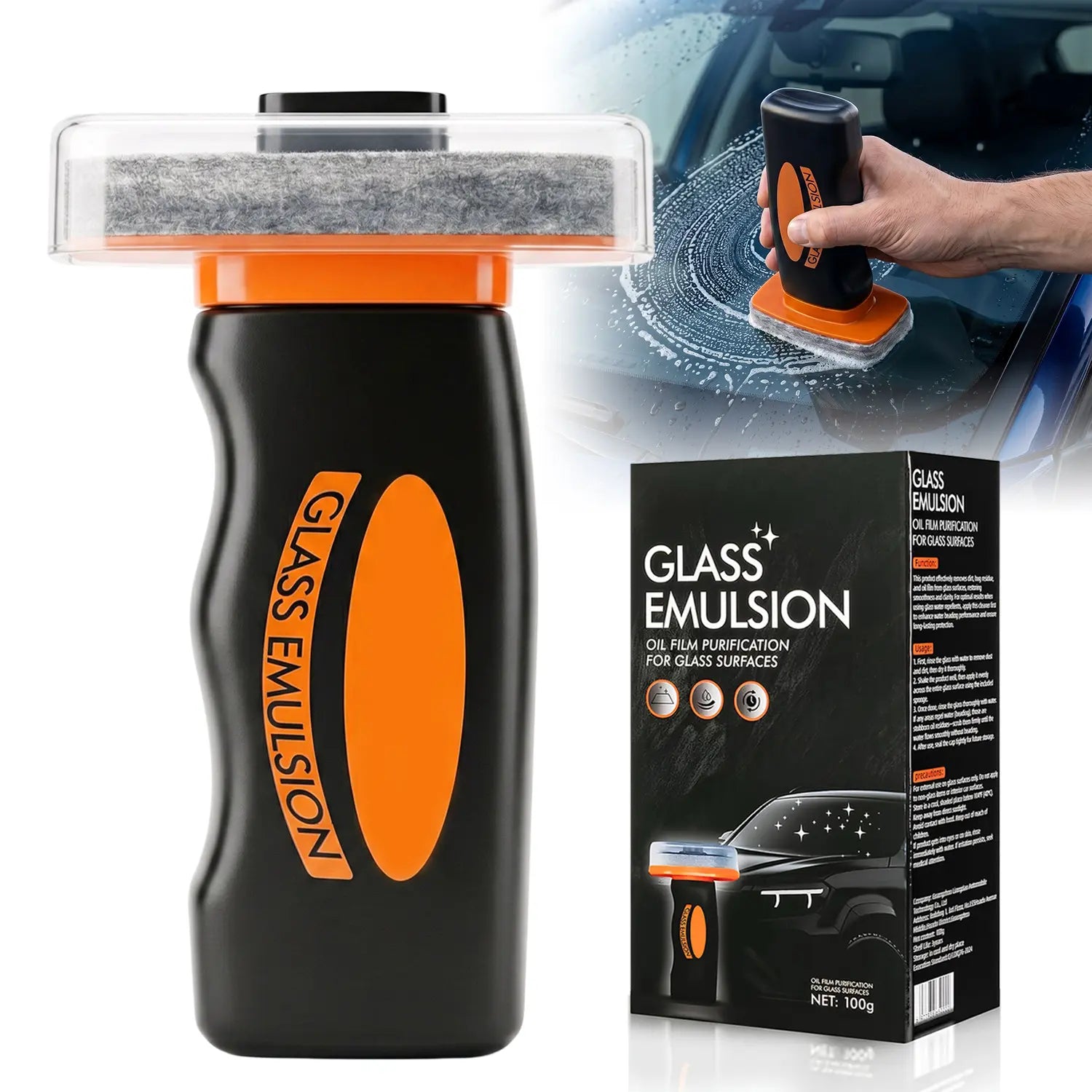 DUFIKKI Windshield Oil Film Eraser Wand - All-In-One Pro Kit with Glass Cleaning Emulsion Formula and Sponge - the Ultimate Streak-Free Solution to Prep for Rain Repellents Outdoorfun Fathersdaygift