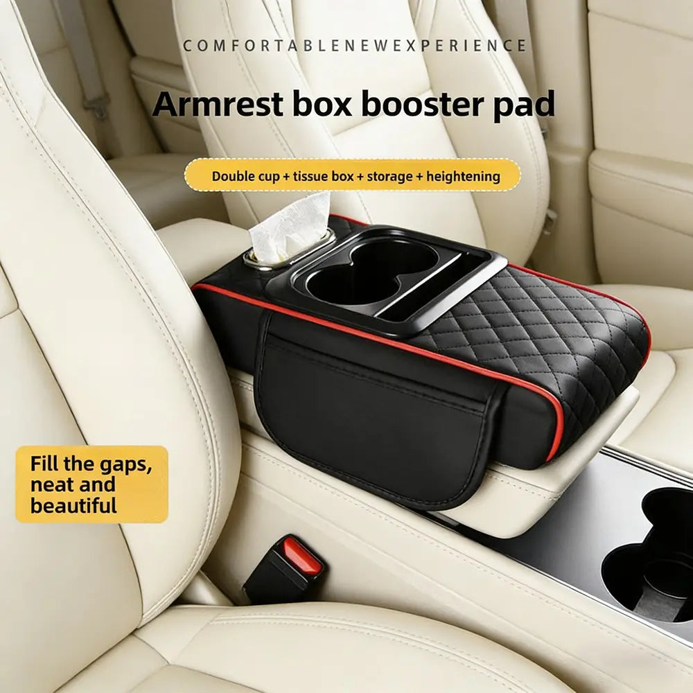 Car Paper Towel Holder, Car Tissue Box, Armrest Pad, Car Center Console Storage Bag, Cup Rack Four-In-One Multi-Functional, Car Interior Organizers, 1Pcs Automotive Accessory