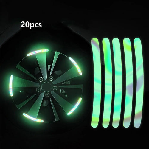 20 Colored Reflective Strips, Self-Adhesive Stickers, Suitable for Car and Motorcycle Wheels